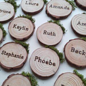 Rustic Place Name Settings With Moss