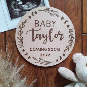 Handmade Wooden Personalised Baby Arrival Sign