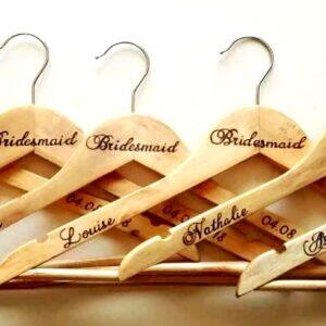 Handmade Wooden Personalised Bride Bridesmaid Wedding Dress Hangers