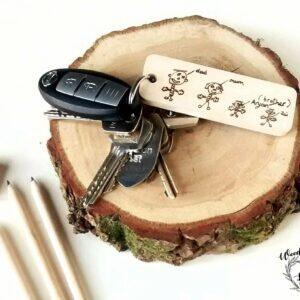 Handmade Wooden Personalised Child's Drawing Keyring