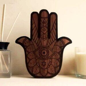 Handmade Wooden Freestanding Hamsa Hand
