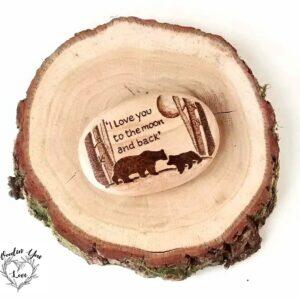 Handmade Wooden Gift 'I Love You To The Moon' Pebble