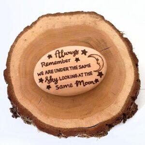 Handmade Wooden Gift 'Under The Same Sky and Moon' Pebble