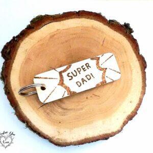 Handmade Wooden Super Dad Keyring