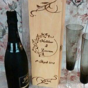Handmade Wooden Personalised Wedding Wine Box Gift