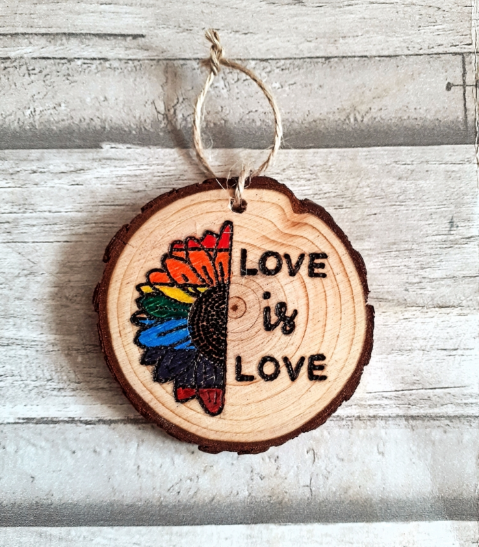 Handmade Wooden LGBTQ Rainbow Sunflower Hanging Gift Wooden You Love