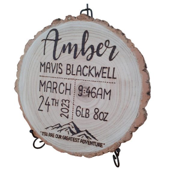 Handmade Wooden Personalised Baby Log Slice Gift Wooden You Love