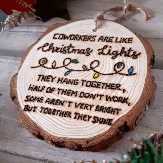 Handmade Wooden 'Coworkers Are Like Christmas Lights' Tree Decoration ...